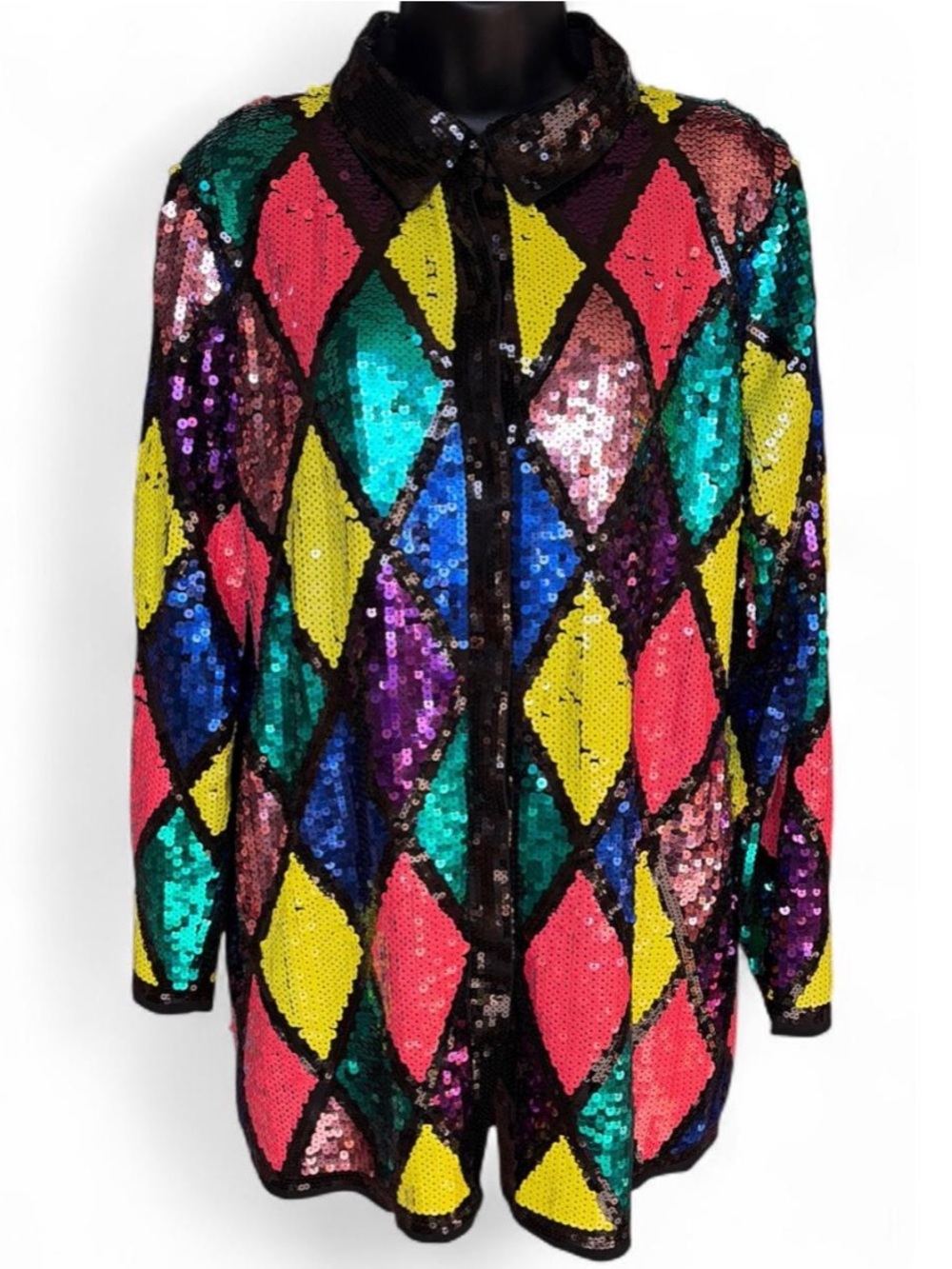 Nasty Gal Multicolor Sequin Harlequin Blazer